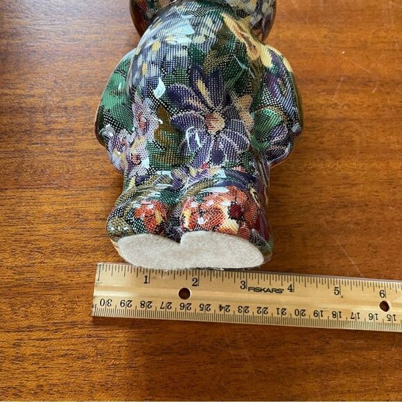 Joan Baker Designs Original Porcelain Decoupage Floral Patchwork Bear Figurine - Picture 10 of 10